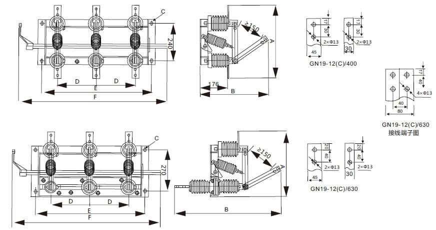 Drawing for GN19-12 Indoor Isolator Drawing for GN19-12 Indoor Isolator
